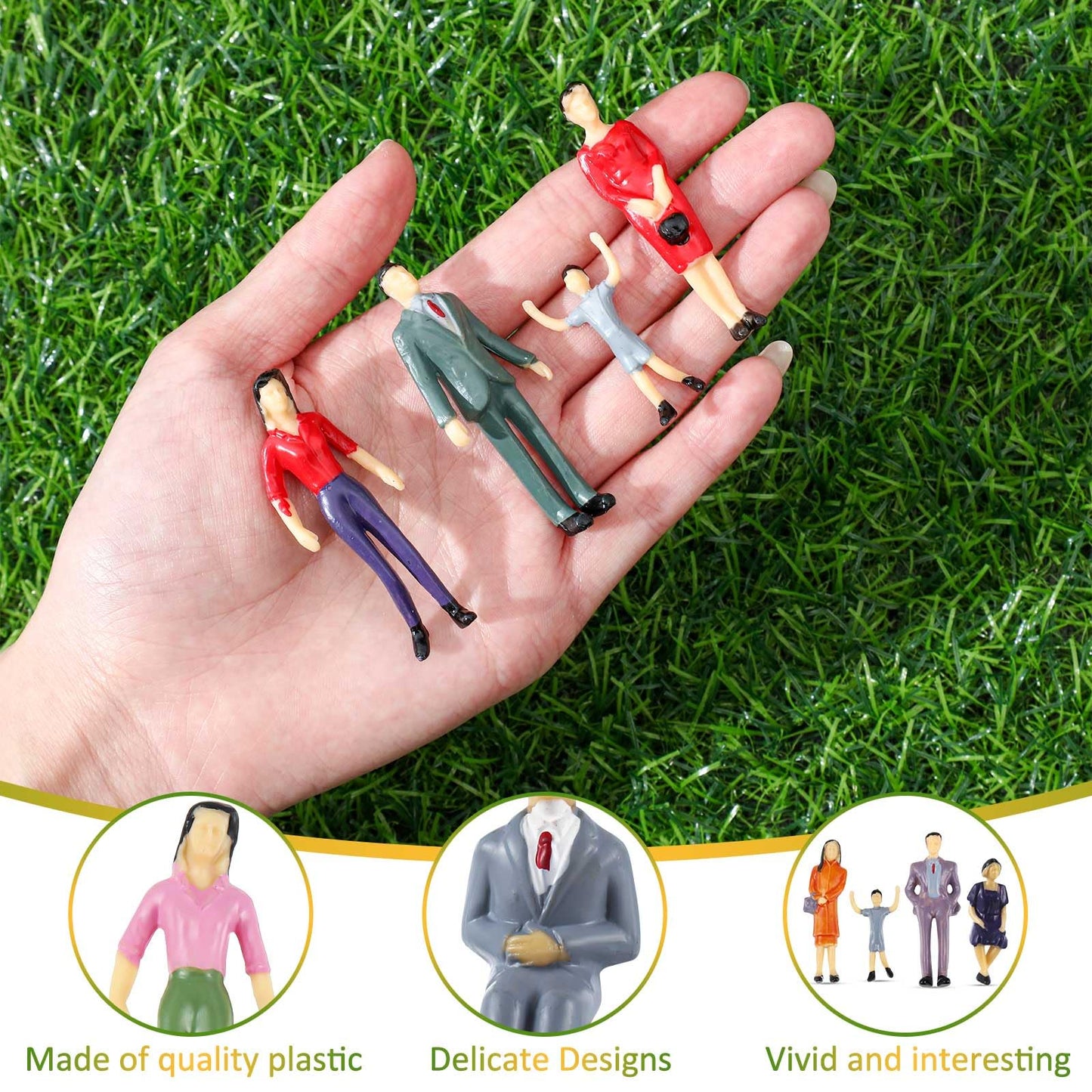 Harrycle 100 Pcs Mini People Figurines – 1:30 Scale, Hand-Painted Plastic Figures for Miniatures