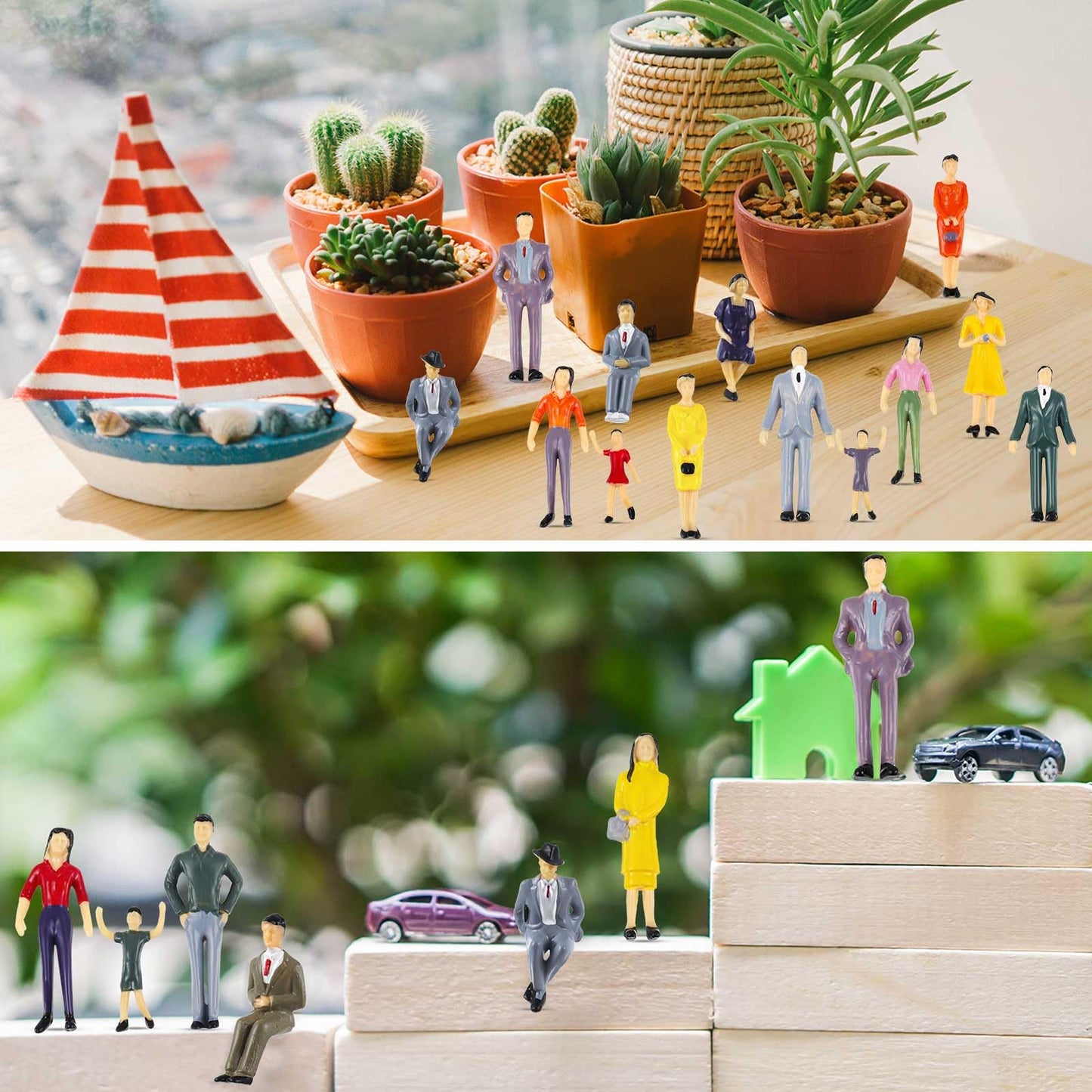 Harrycle 100 Pcs Mini People Figurines – 1:30 Scale, Hand-Painted Plastic Figures for Miniatures