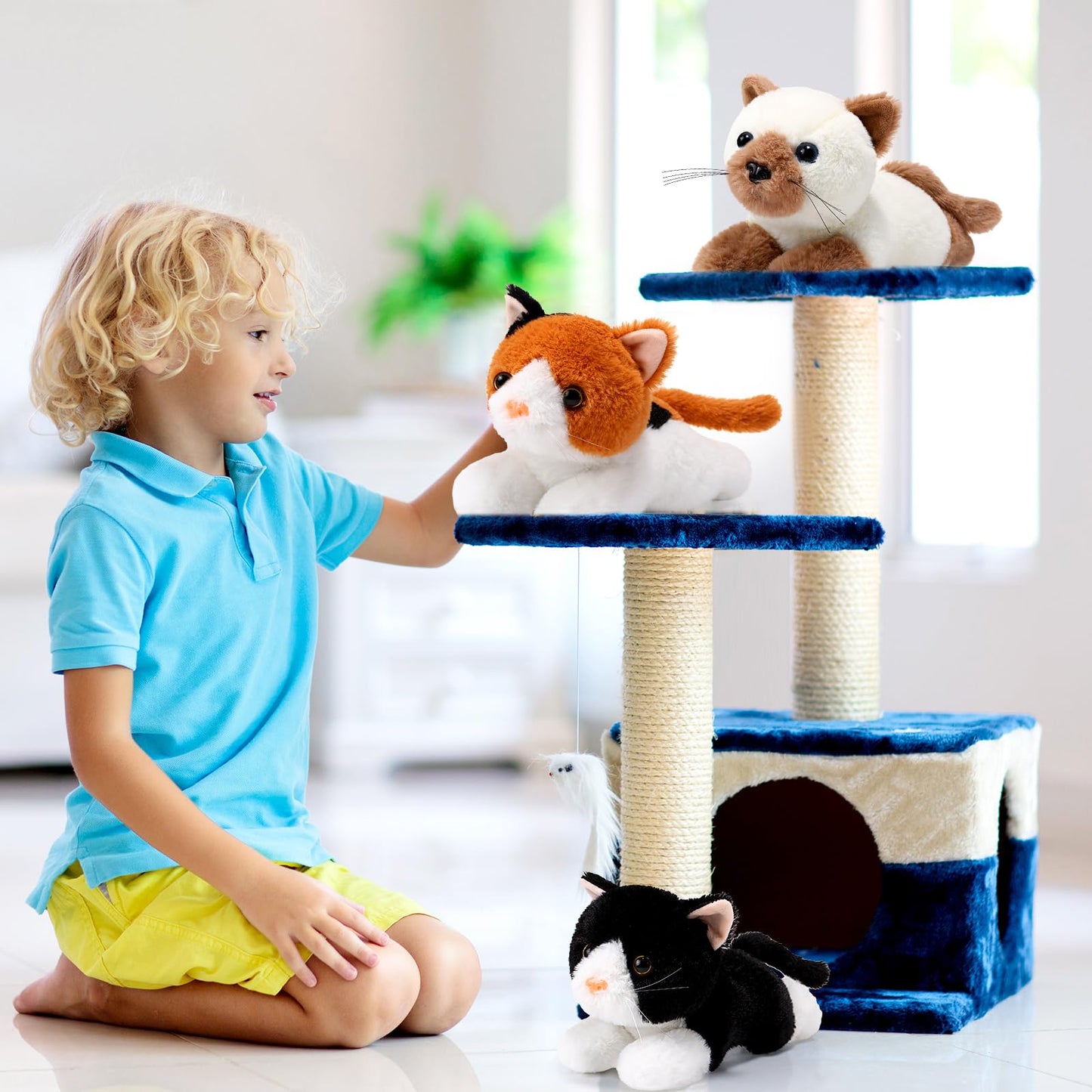 Harrycle 3-Pack 9-Inch Cat Plush Toys – Cute Kitten Stuffed Animals for Kids & Gifts
