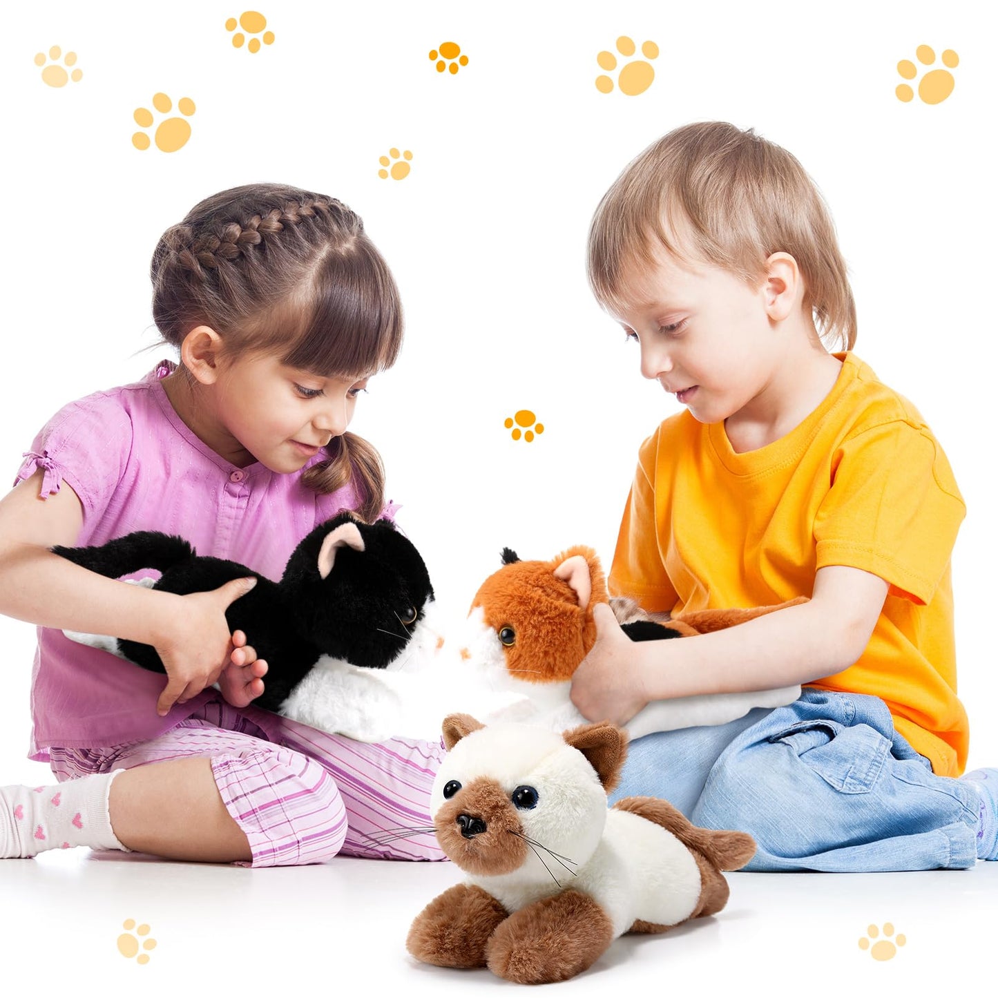 Harrycle 3-Pack 9-Inch Cat Plush Toys – Cute Kitten Stuffed Animals for Kids & Gifts