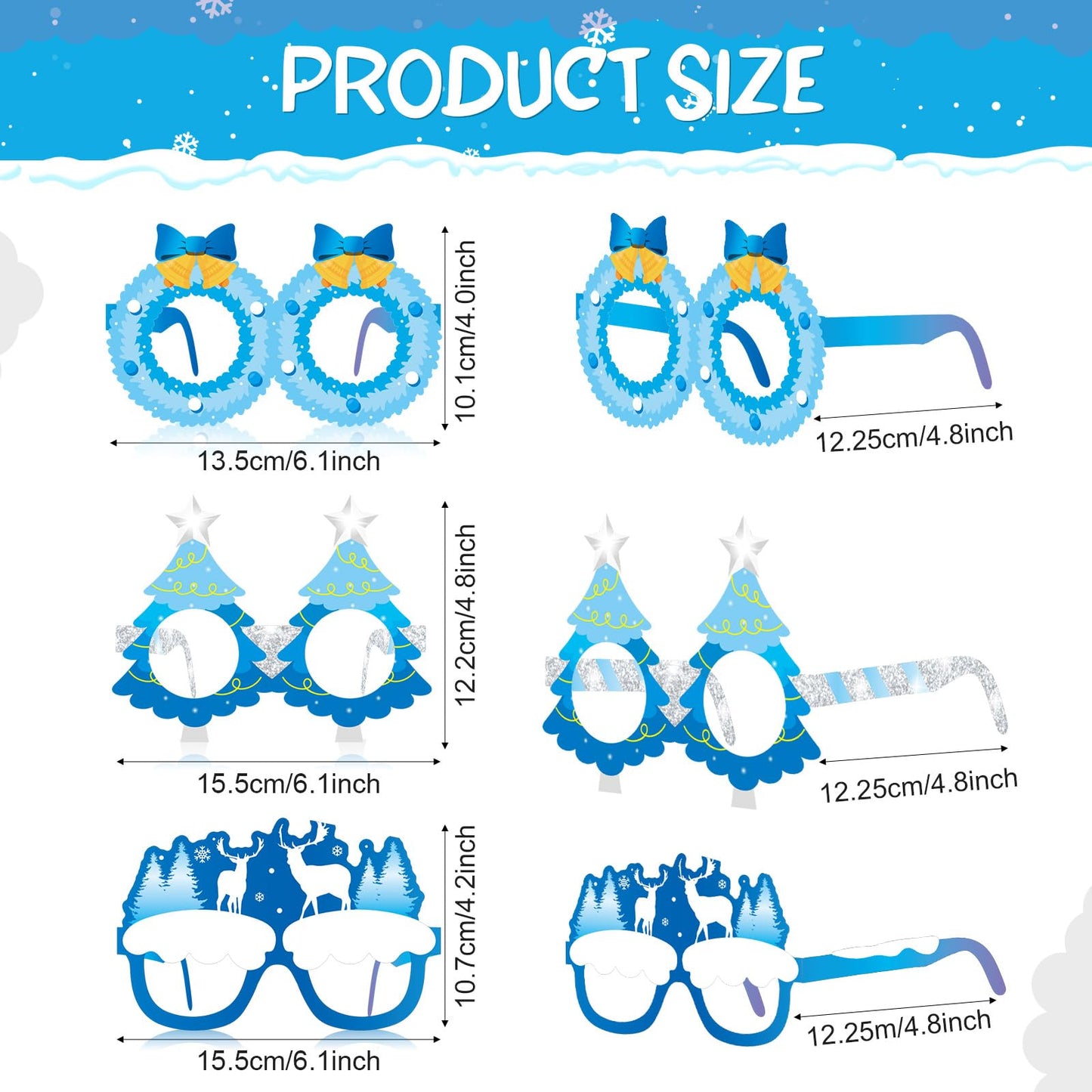 Harrycle 36 Pcs Winter Snowflake Eyeglasses – Party Favors & Photo Booth Props