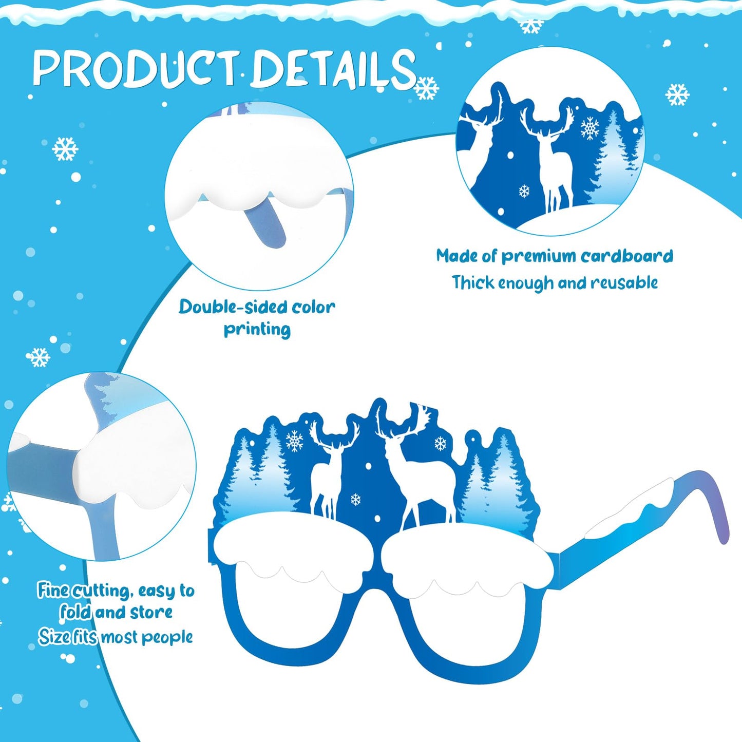 Harrycle 36 Pcs Winter Snowflake Eyeglasses – Party Favors & Photo Booth Props