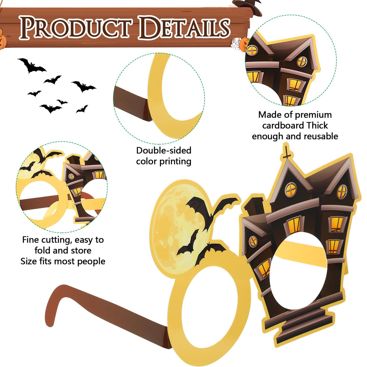 Harrycle 32 Pcs Wizard Photo Prop Glasses – Party Decorations for Halloween & Birthdays