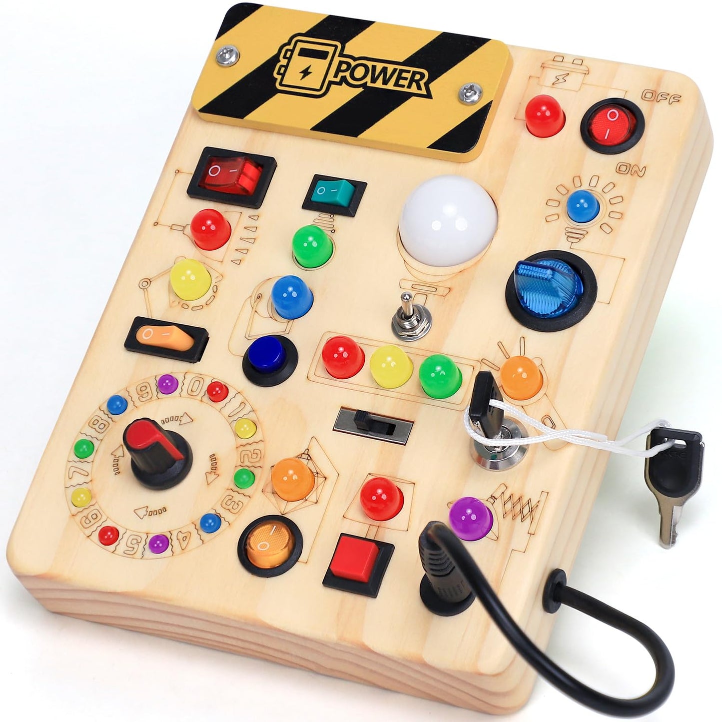 HarVow Busy Board with LED Light Switches – Montessori Toddler Toy for 1–3 Years