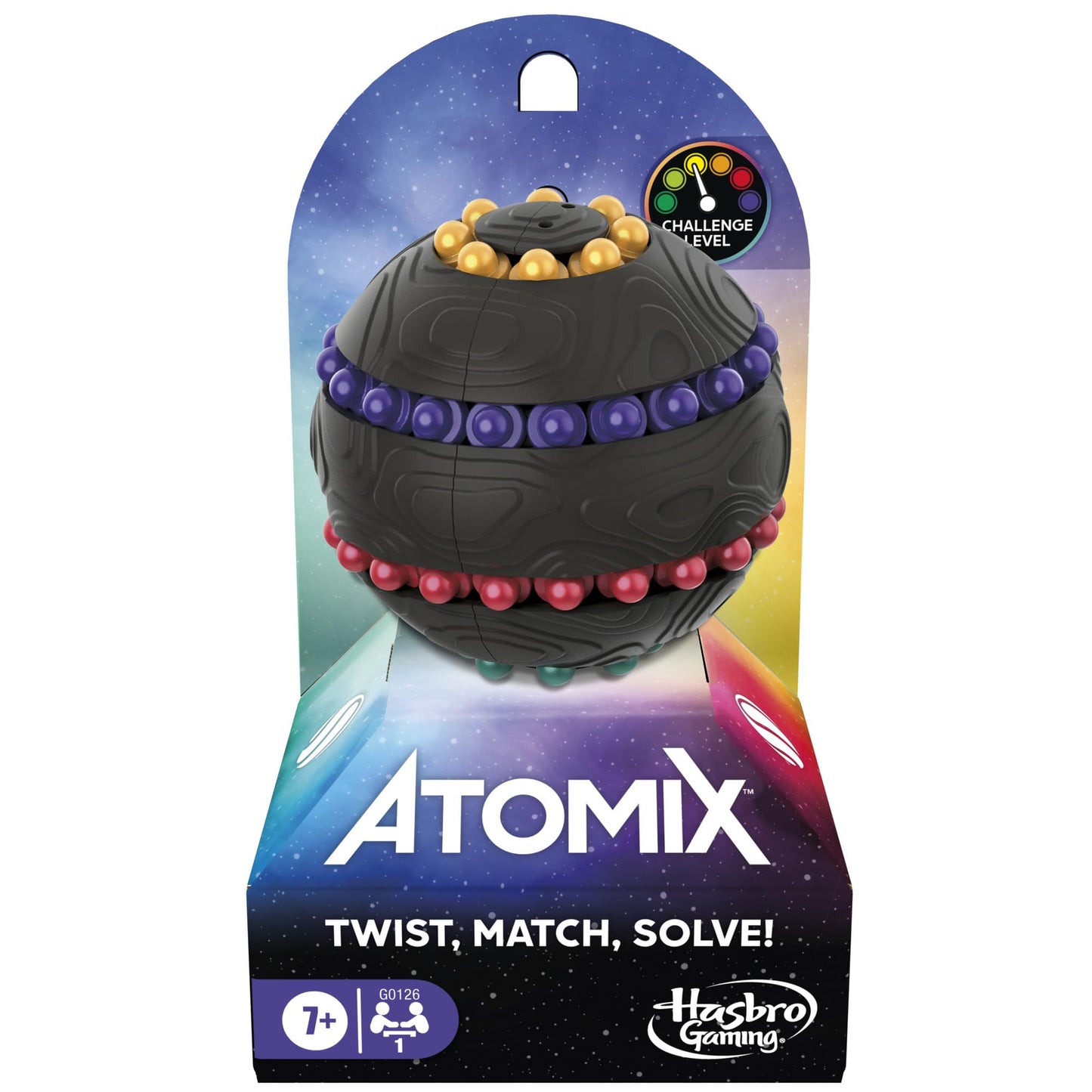 Hasbro Gaming Atomix: 1-Player Spherical Brainteaser Puzzle — Portable Fidget Toy