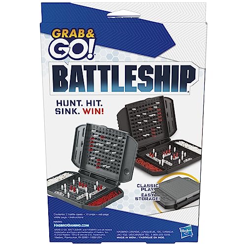 Hasbro Battleship Grab and Go – Portable 2-Player Travel Battleship (Ages 7+)