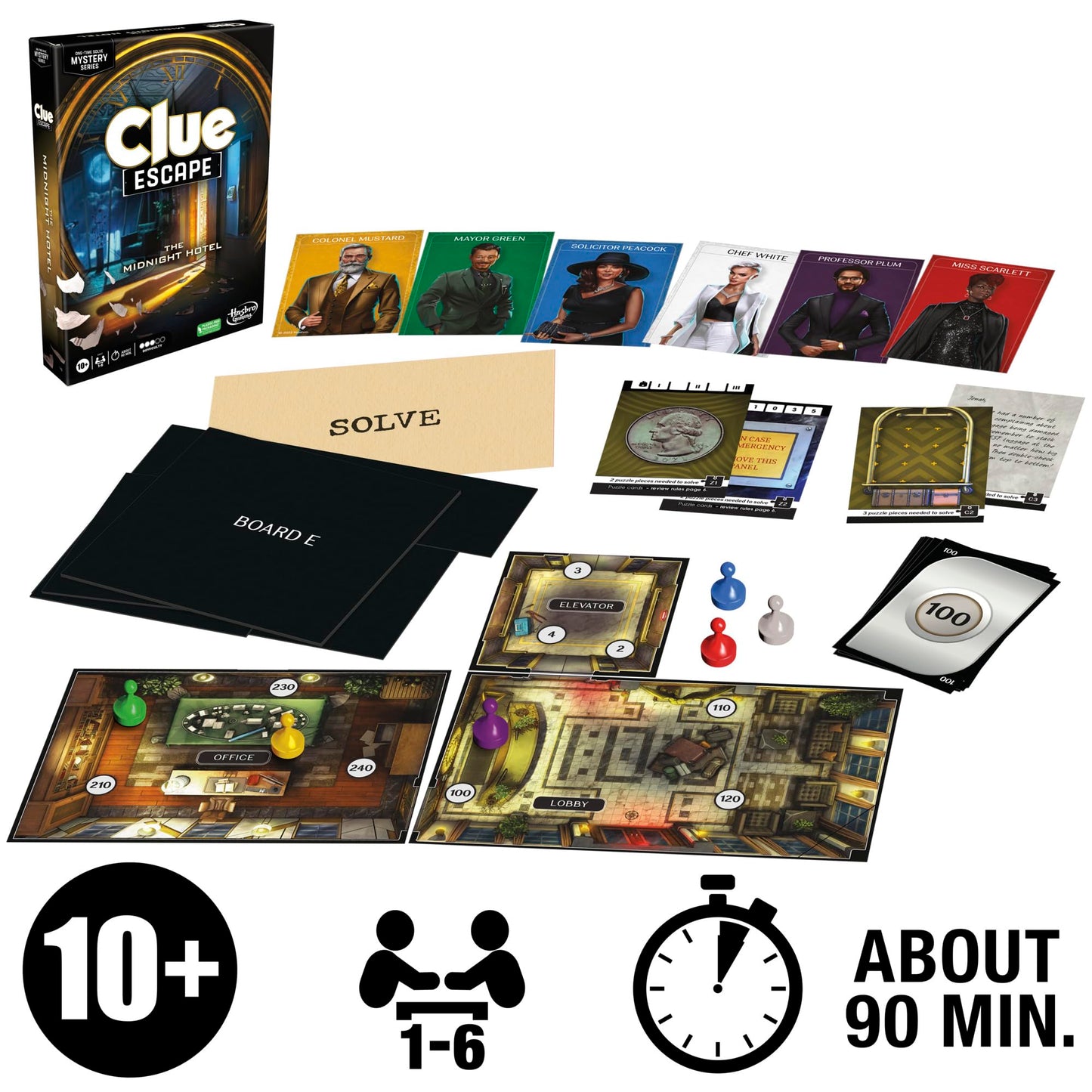 Clue Escape: Midnight Hotel Board Game – 1–6 Players, 90 Minutes | Hasbro Gaming