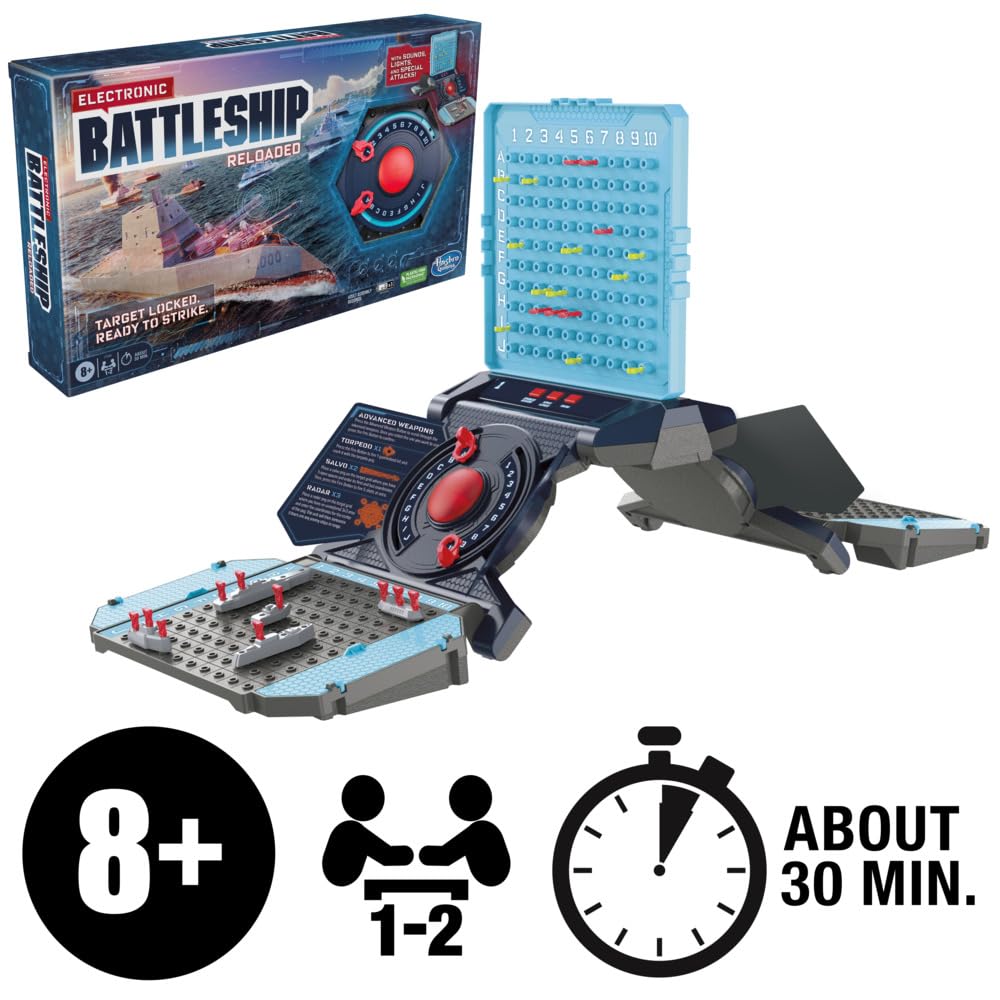 Hasbro Electronic Battleship Reloaded – Lights, Sounds & Custom Layouts (Ages 8+)