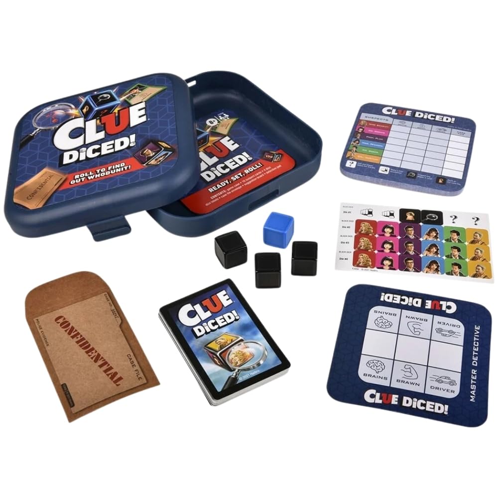 Hasbro Gaming Clue Diced Game — Quick, Portable Family Mystery for Ages 8+
