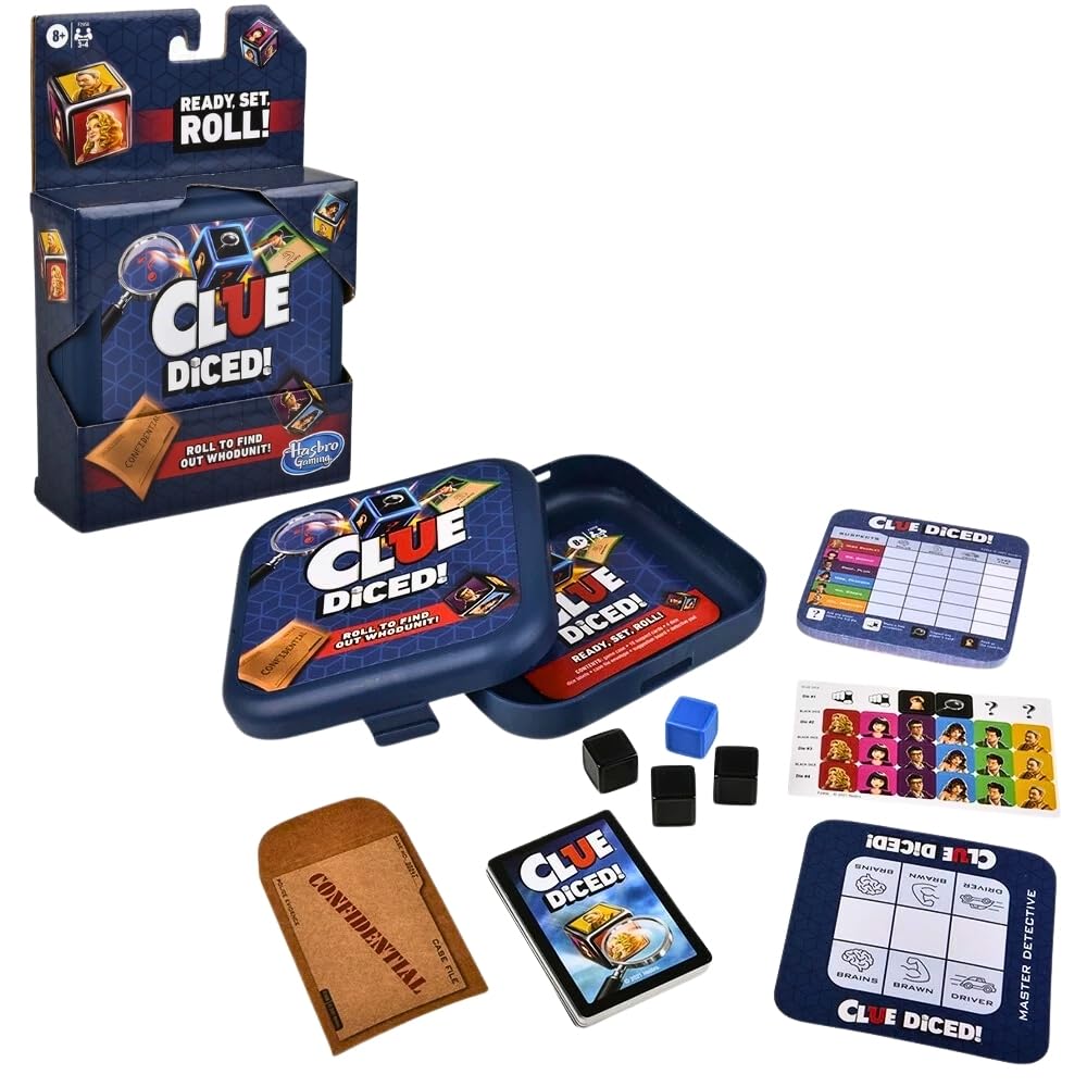 Hasbro Gaming Clue Diced Game — Quick, Portable Family Mystery for Ages 8+