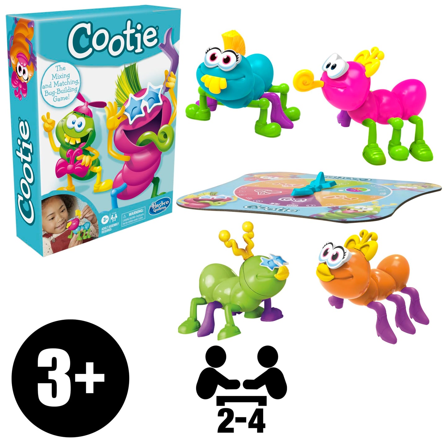 Hasbro Gaming Cootie Bug-Building Game — 2-4 Players, Ages 3+
