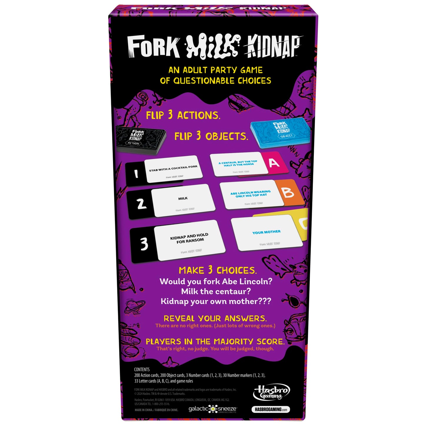 Hasbro Gaming Fork Milk Kidnap – Adults-Only Party Card Game for 3-10 Players