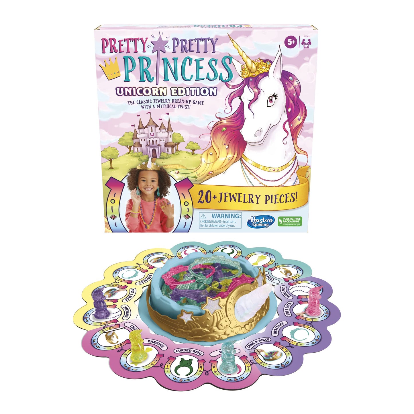 Hasbro Gaming Pretty Princess Unicorn Edition Board Game – 20+ Glitter Jewelry Pieces, Amazon Exclusive