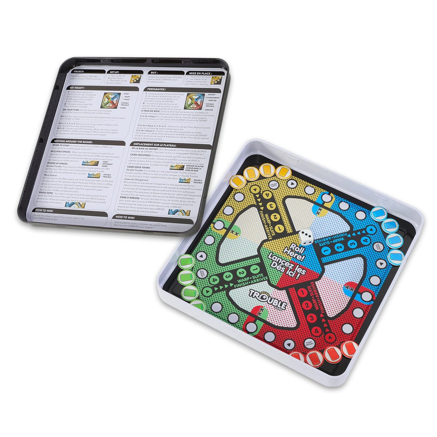 Hasbro Gaming Magnetic Travel Set – 4 Mini Board Games in Tin (Connect Four, Sorry!, Trouble, Guess Who) + Rex-Man Stickers