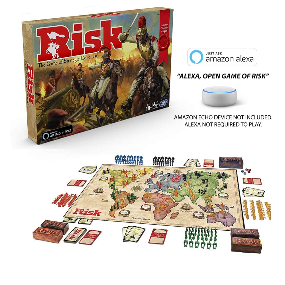 Hasbro Gaming Risk: Dragon Token and Alexa Skill – Strategy Board Game