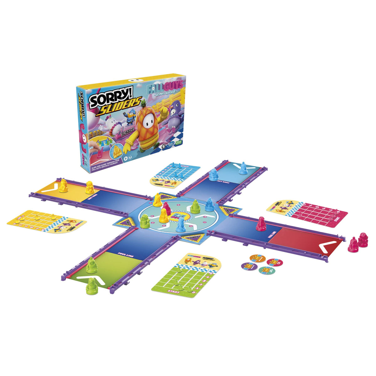 Hasbro Gaming Sorry Sliders Fall Guys Ultimate Knockout Board Game – Family Fun for Ages 8 and Up