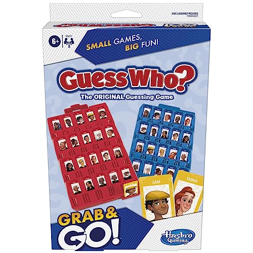 Hasbro Gaming Grab 'N GO Travel Game Guess Who? - Portable 2-Player Guessing Fun