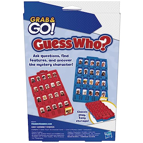 Hasbro Gaming Grab 'N GO Travel Game Guess Who? - Portable 2-Player Guessing Fun