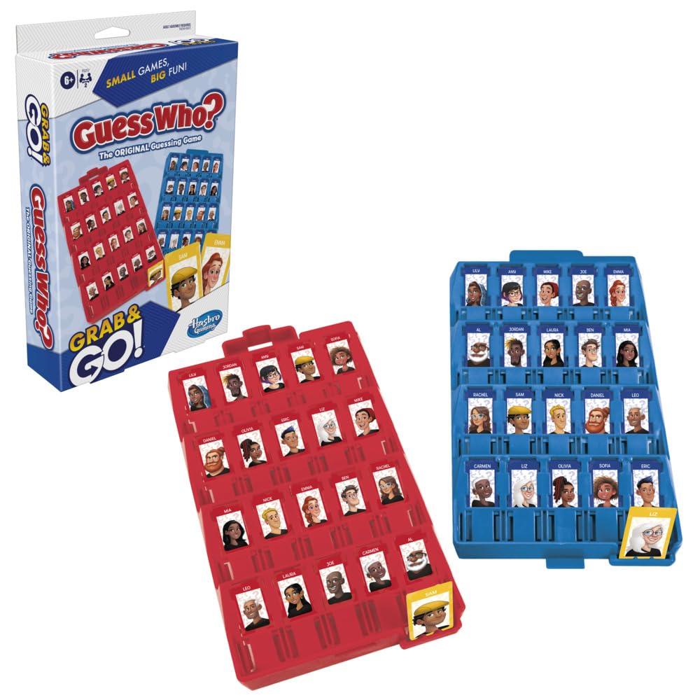 Hasbro Gaming Grab 'N GO Travel Game Guess Who? - Portable 2-Player Guessing Fun