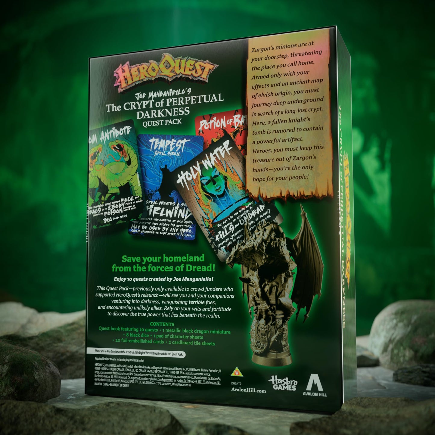 Hasbro Gaming: Avalon Hill HeroQuest Joe Manganiello’s The Crypt of Perpetual Darkness Quest Pack | 2-5 Players | Ages 14+