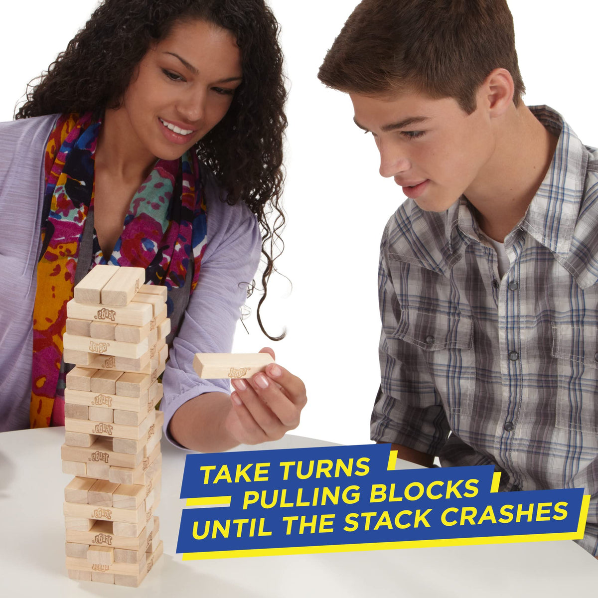 Hasbro Gaming Jenga Game | Original Hardwood Block Tower for Ages 6+