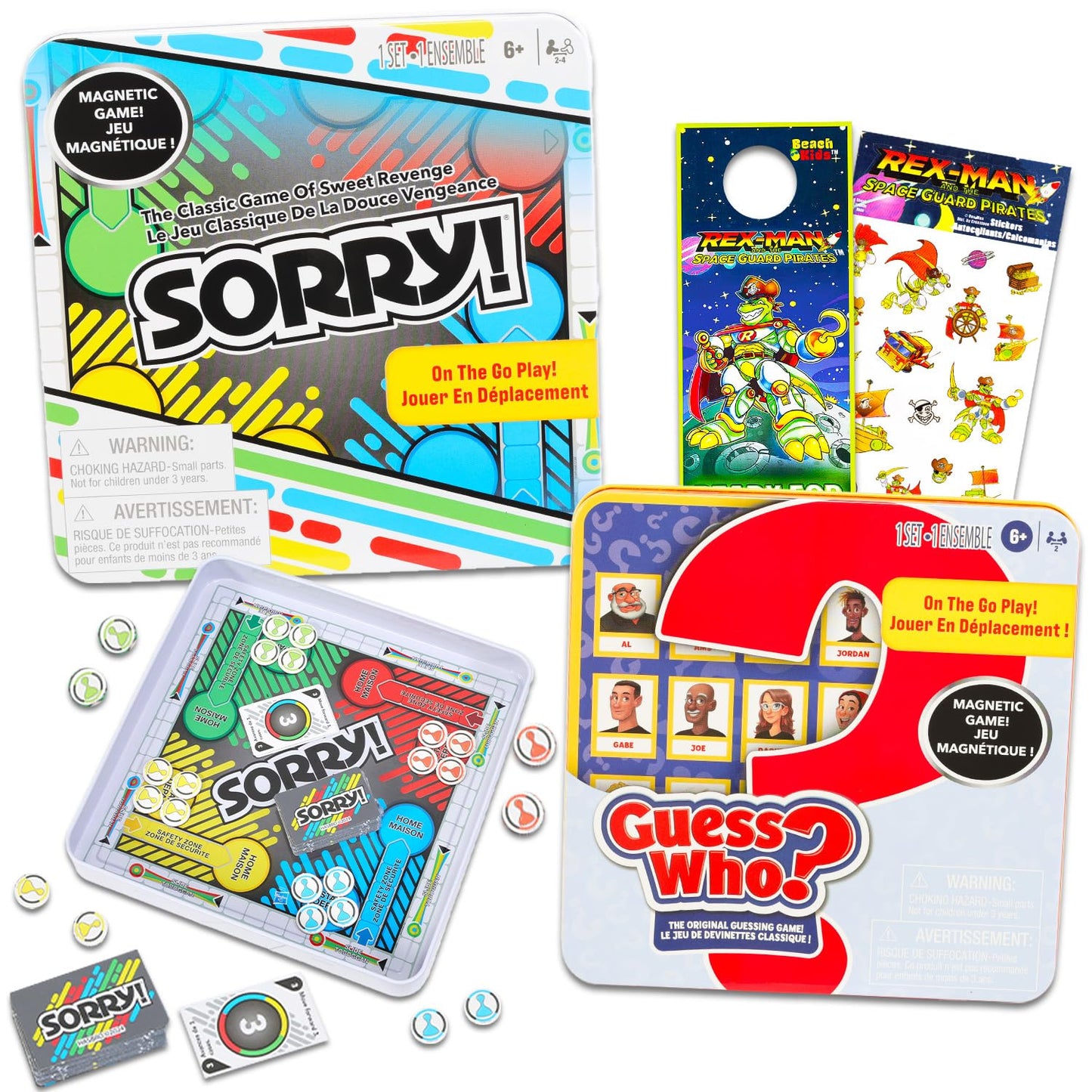 Hasbro Magnetic Travel Set for Kids – 2 Tin Games (Sorry & Guess Who)