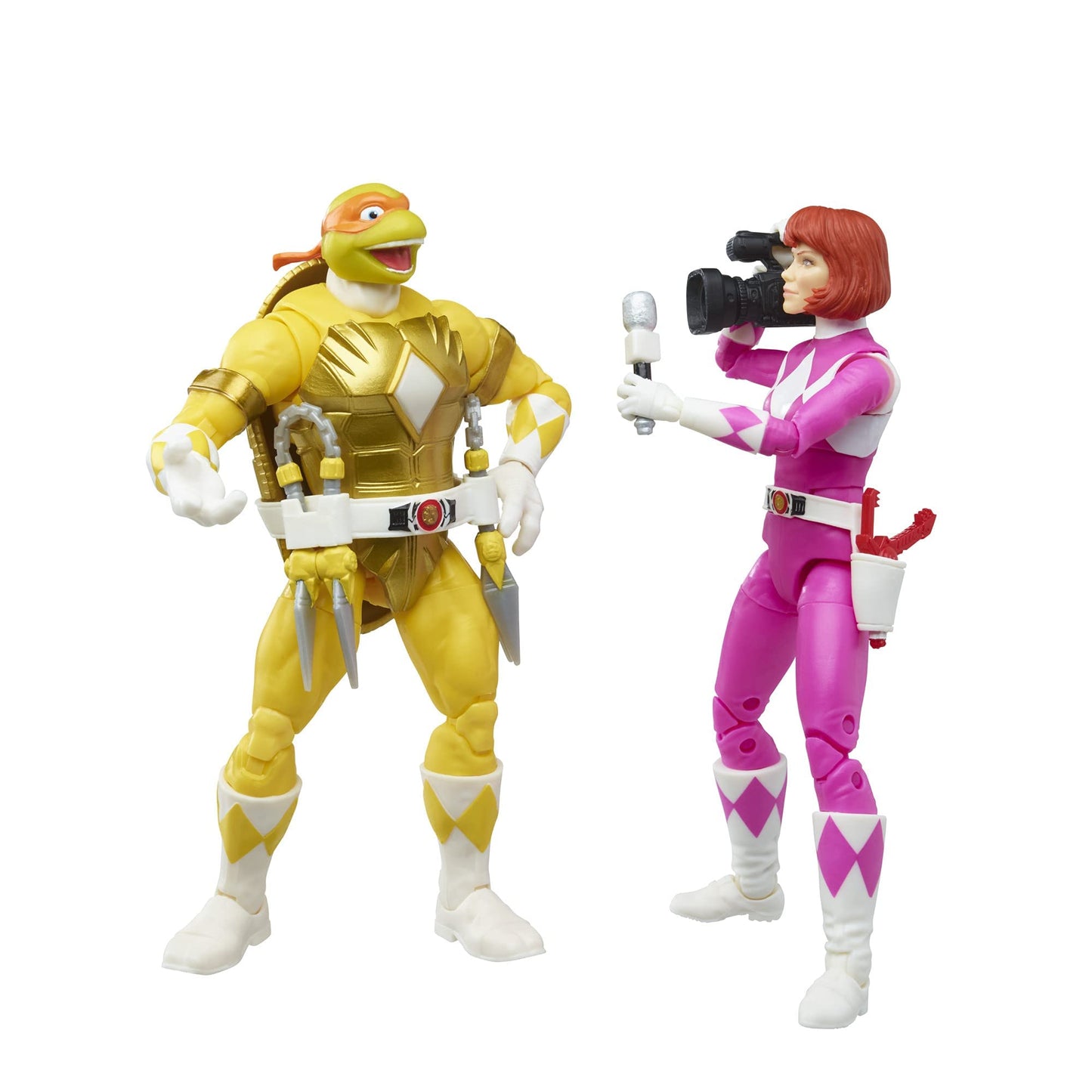 Hasbro Morphed Michelangelo & April O'Neil as Yellow/Pink Rangers — MMPR x TMNT Lightning 2-Pack (6-Inch)