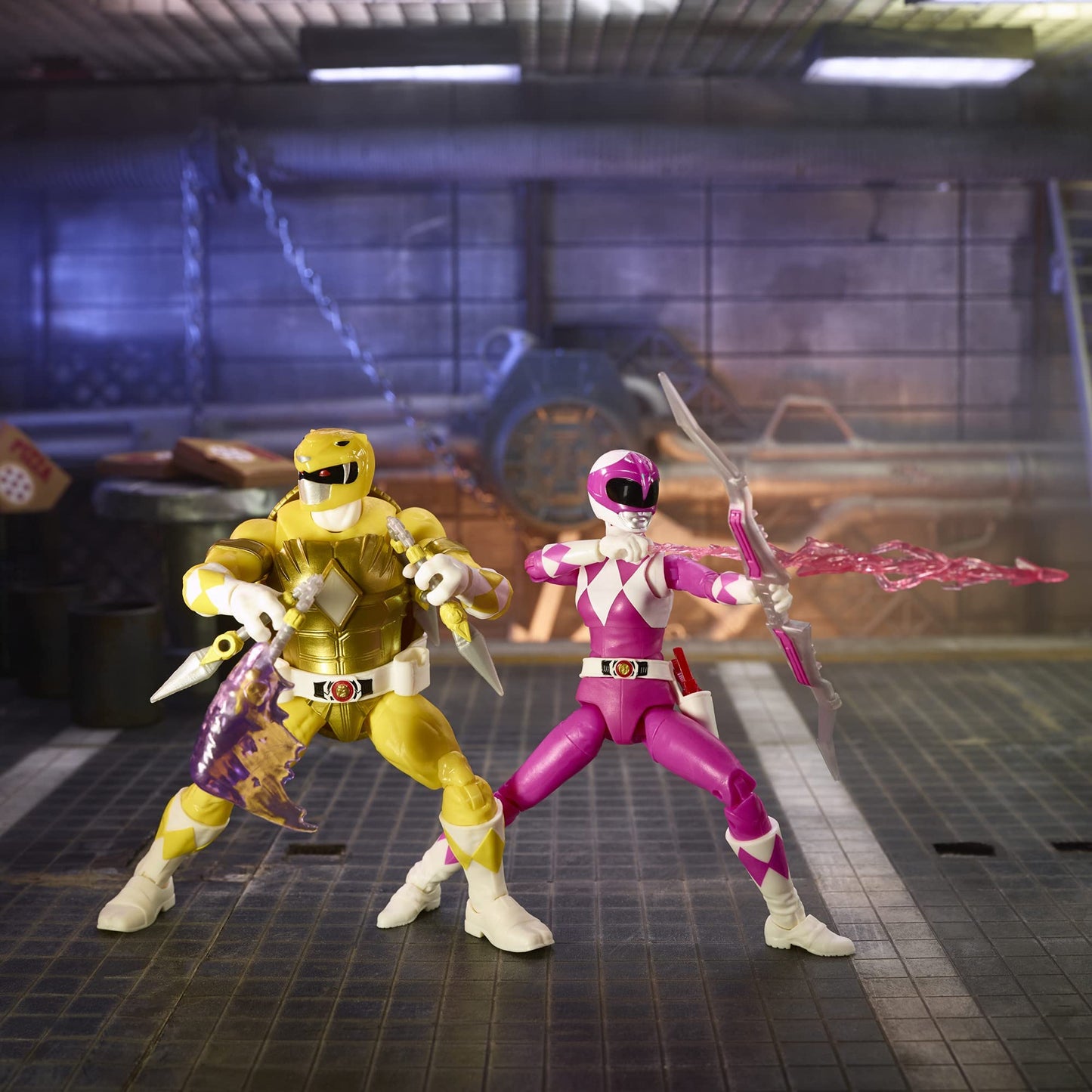 Hasbro Morphed Michelangelo & April O'Neil as Yellow/Pink Rangers — MMPR x TMNT Lightning 2-Pack (6-Inch)