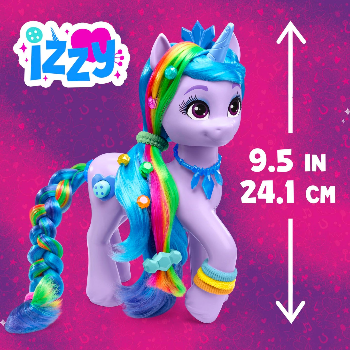 Hasbro My Little Pony Rainbow Styles Izzy Moonbow – Hair Styling Figure with Sounds