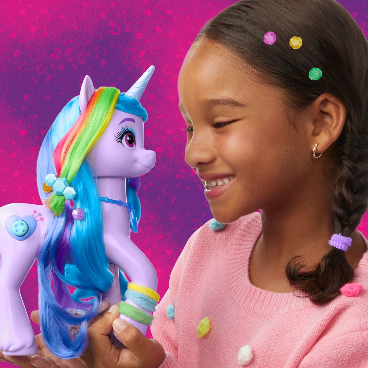 Hasbro My Little Pony Rainbow Styles Izzy Moonbow – Hair Styling Figure with Sounds