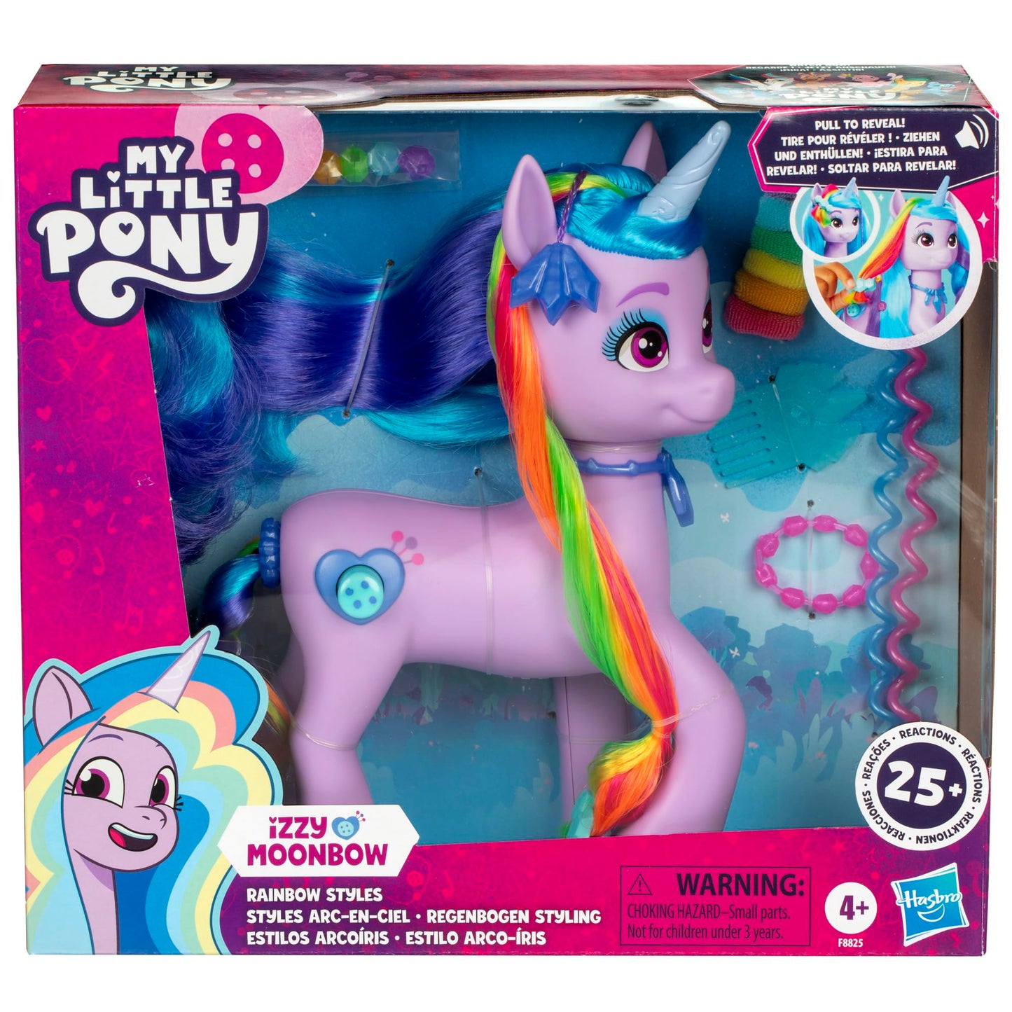 Hasbro My Little Pony Rainbow Styles Izzy Moonbow – Hair Styling Figure with Sounds