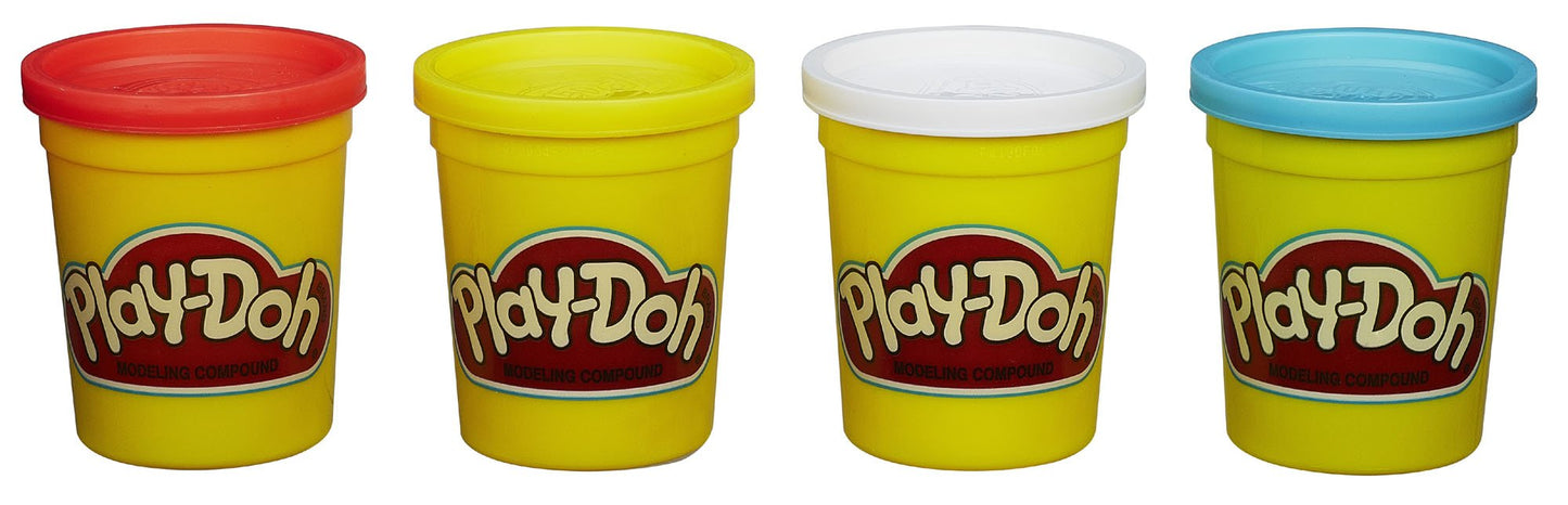 Hasbro Play-Doh 4-Pack Colors – 16 oz total (Red, Yellow, White, Blue)