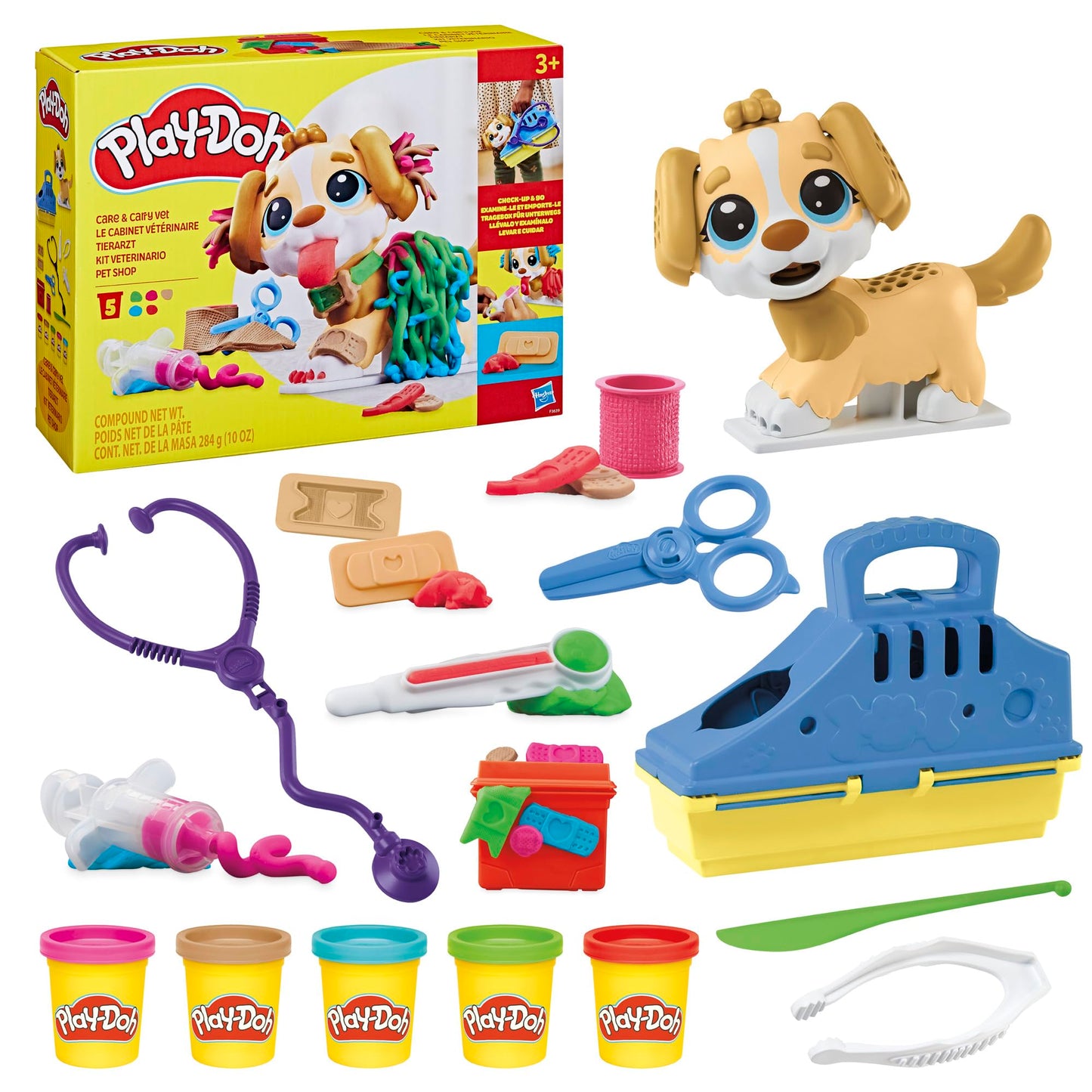 Hasbro Play-Doh Care 'n Carry Vet Playset — 3+ yrs, 5 Colors, 10 Tools