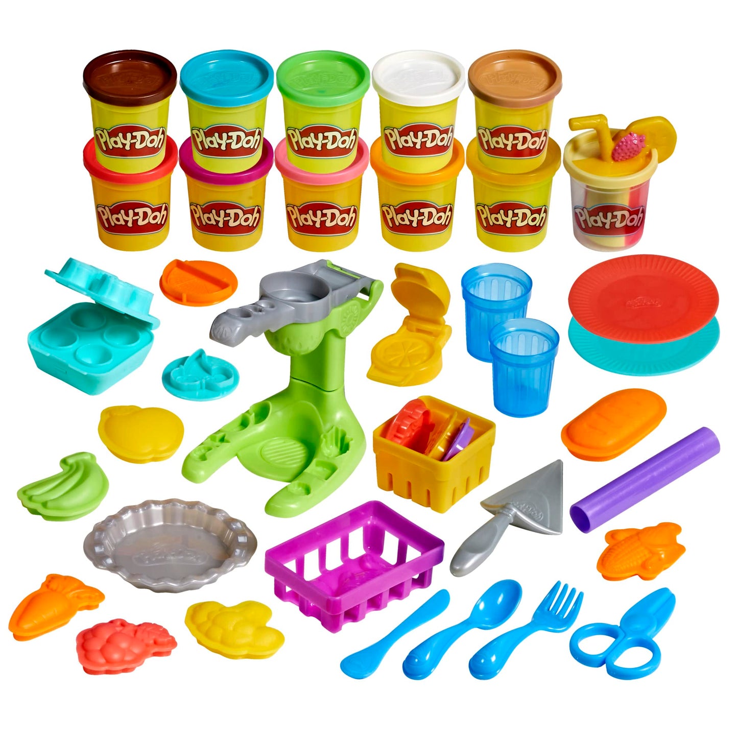 Hasbro Play-Doh Farmer's Market Kitchen Playset – 28 Accessories, 11 Colors | Preschool Toys
