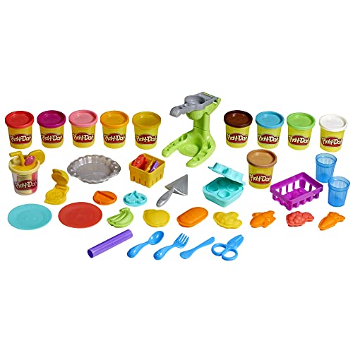 Hasbro Play-Doh Farmer's Market Kitchen Playset – 28 Accessories, 11 Colors | Preschool Toys
