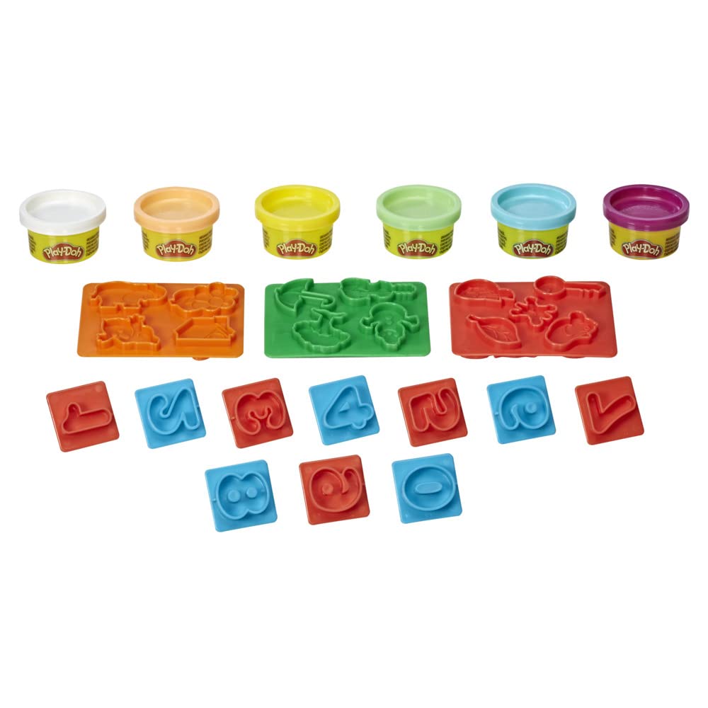 Play-Doh Fundamentals: 10 Number Stampers, 3 Shape Molds, 6 Colors – Hasbro