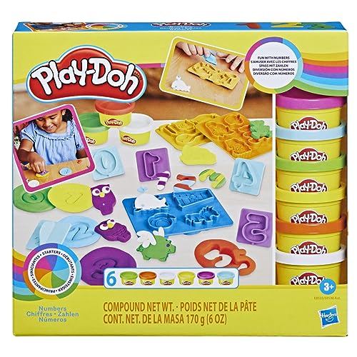 Play-Doh Fundamentals: 10 Number Stampers, 3 Shape Molds, 6 Colors – Hasbro