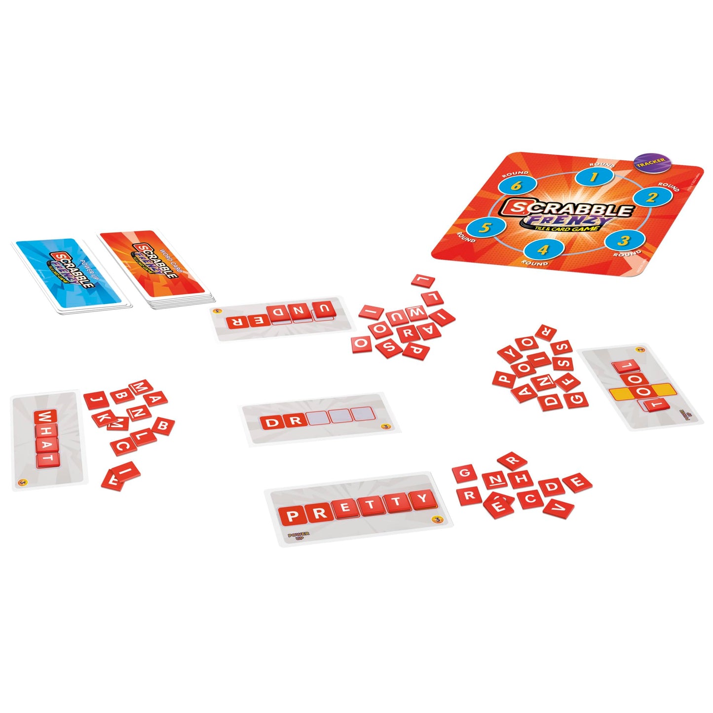 Scrabble Frenzy Tile & Card Game – Fast, Fun Word Challenge for 2–4 Players | Hasbro