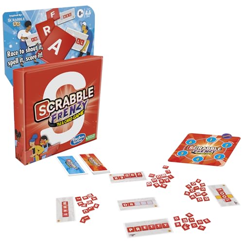Scrabble Frenzy Tile & Card Game – Fast, Fun Word Challenge for 2–4 Players | Hasbro
