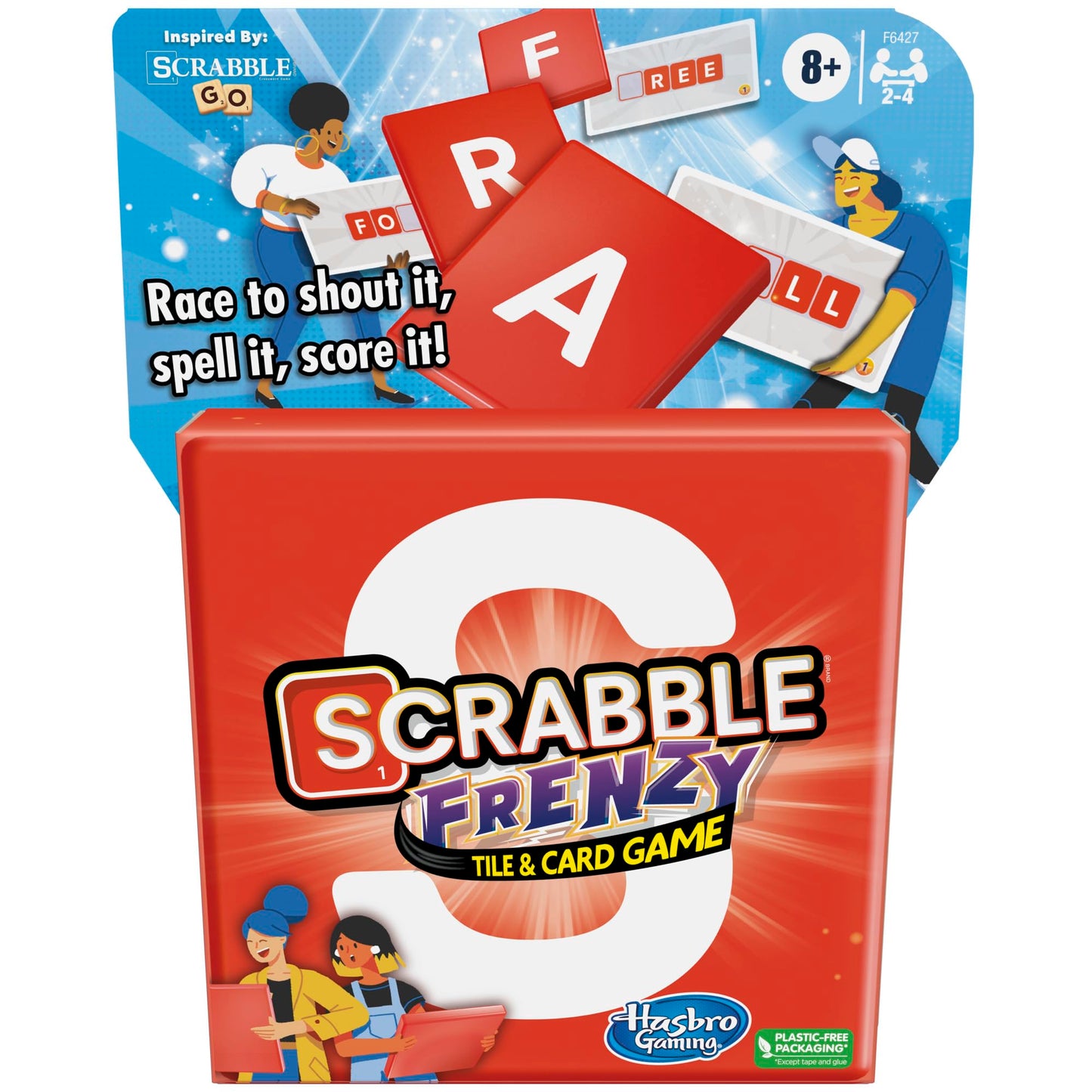 Scrabble Frenzy Tile & Card Game – Fast, Fun Word Challenge for 2–4 Players | Hasbro