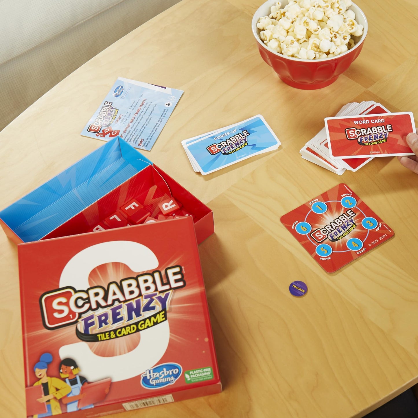 Scrabble Frenzy Tile & Card Game – Fast, Fun Word Challenge for 2–4 Players | Hasbro