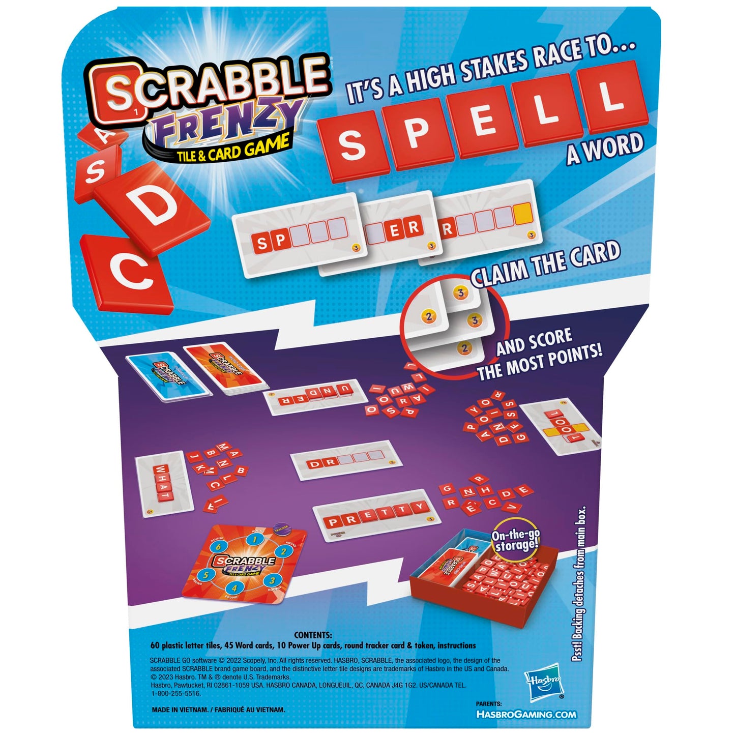 Scrabble Frenzy Tile & Card Game – Fast, Fun Word Challenge for 2–4 Players | Hasbro