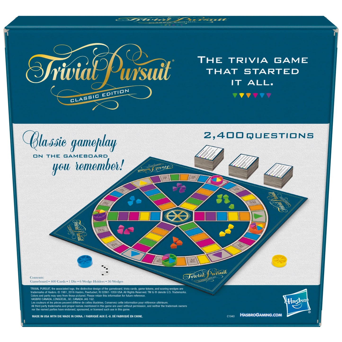 Hasbro Trivial Pursuit Classic Edition – Classic Trivia Game for 2-6 Players (Ages 16+)