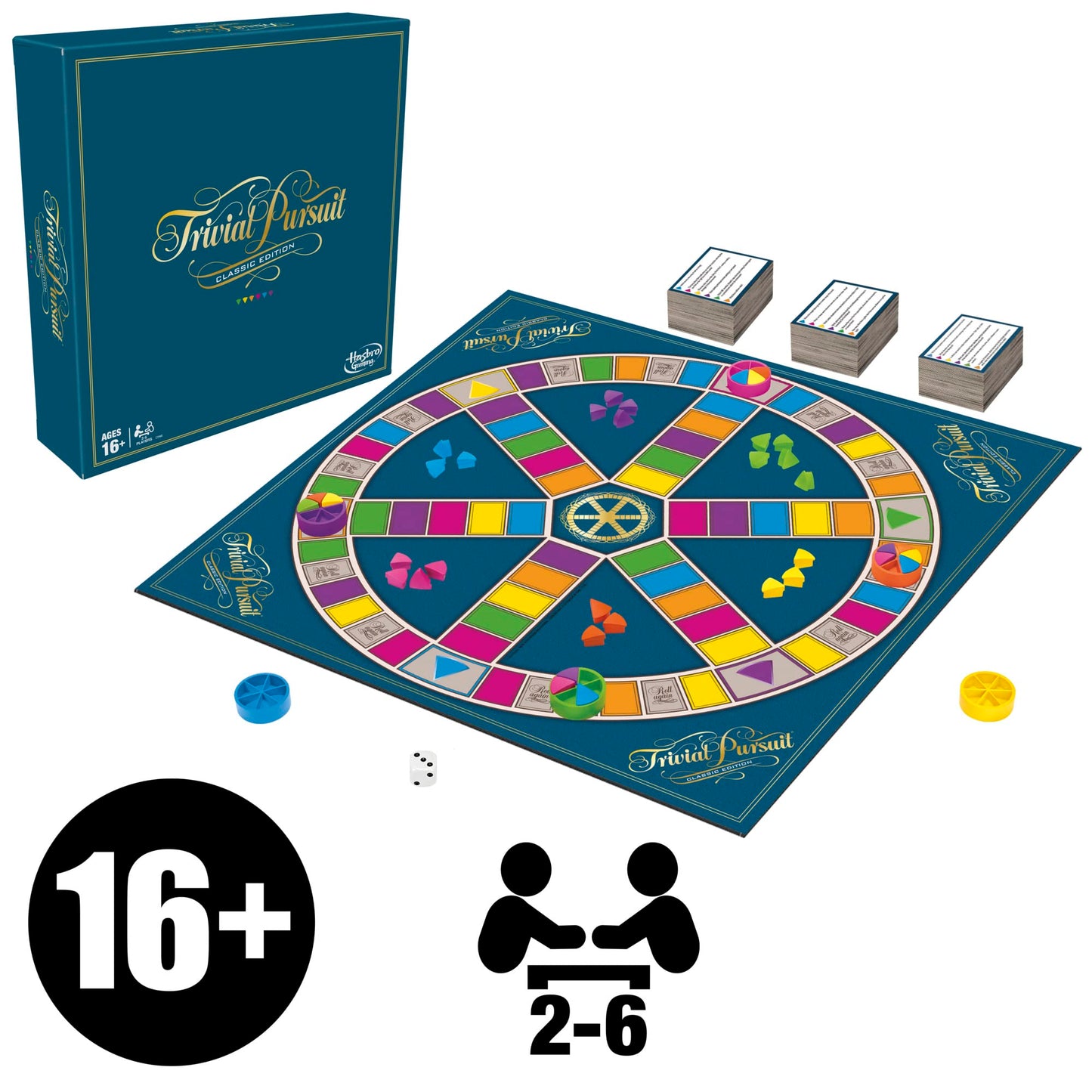 Hasbro Trivial Pursuit Classic Edition – Classic Trivia Game for 2-6 Players (Ages 16+)