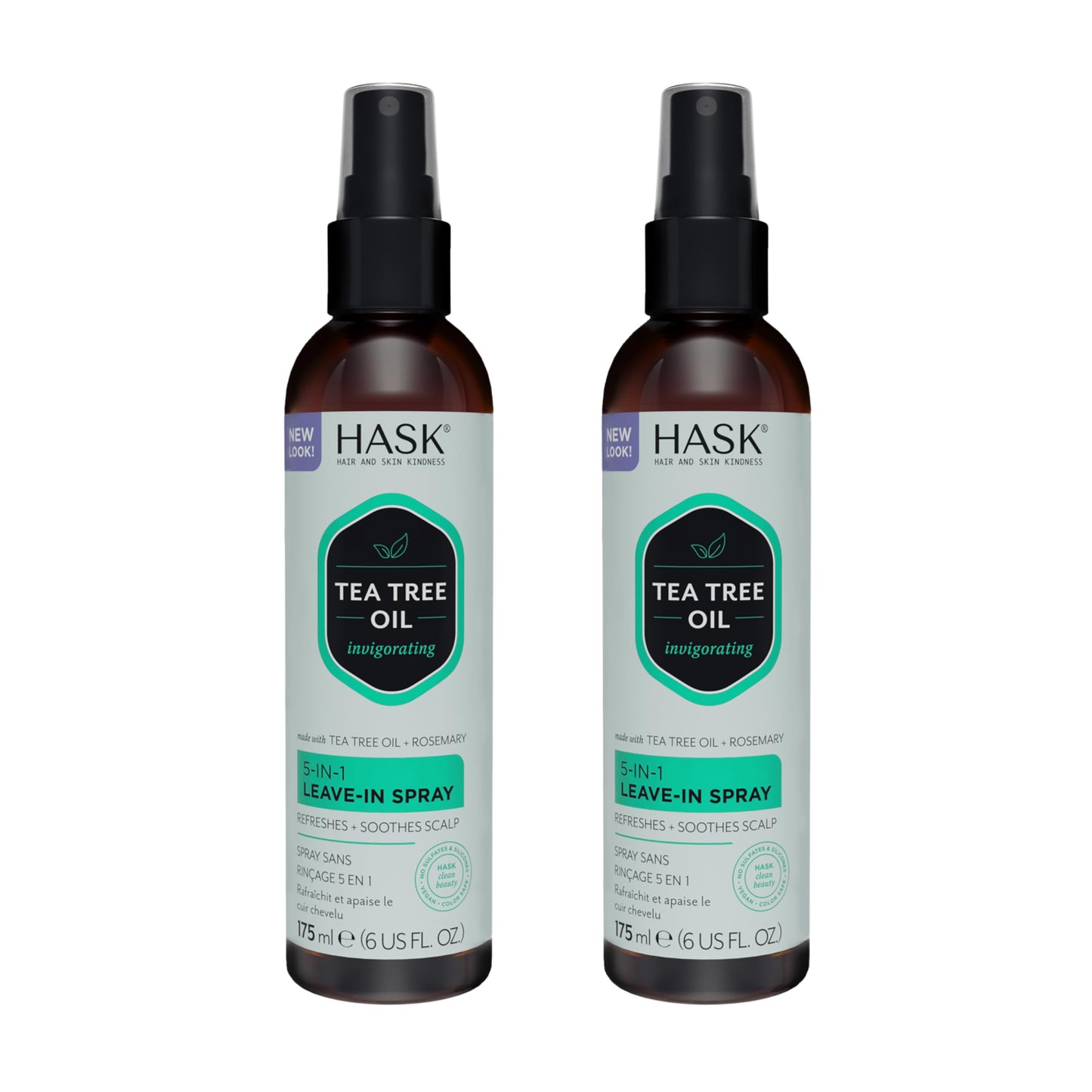 HASK Invigorating Tea Tree Oil 5-in-1 Leave-In Conditioner Spray – Tea Tree 2-Pack (Color Safe, Gluten Free, Sulfate Free)