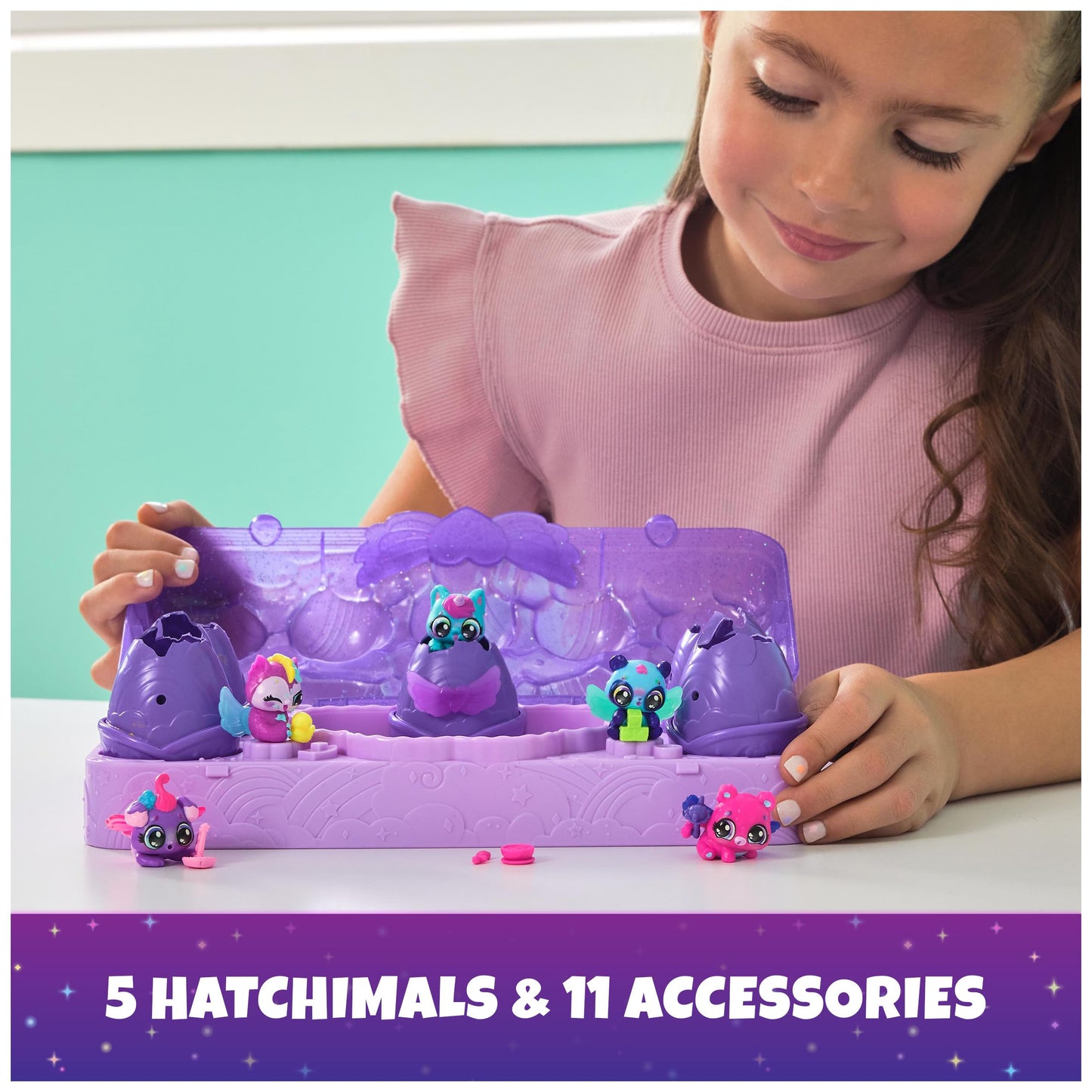Hatchimals Alive Neon Rainbow Carton – 5 Neon Hatchimals & 11 Accessories