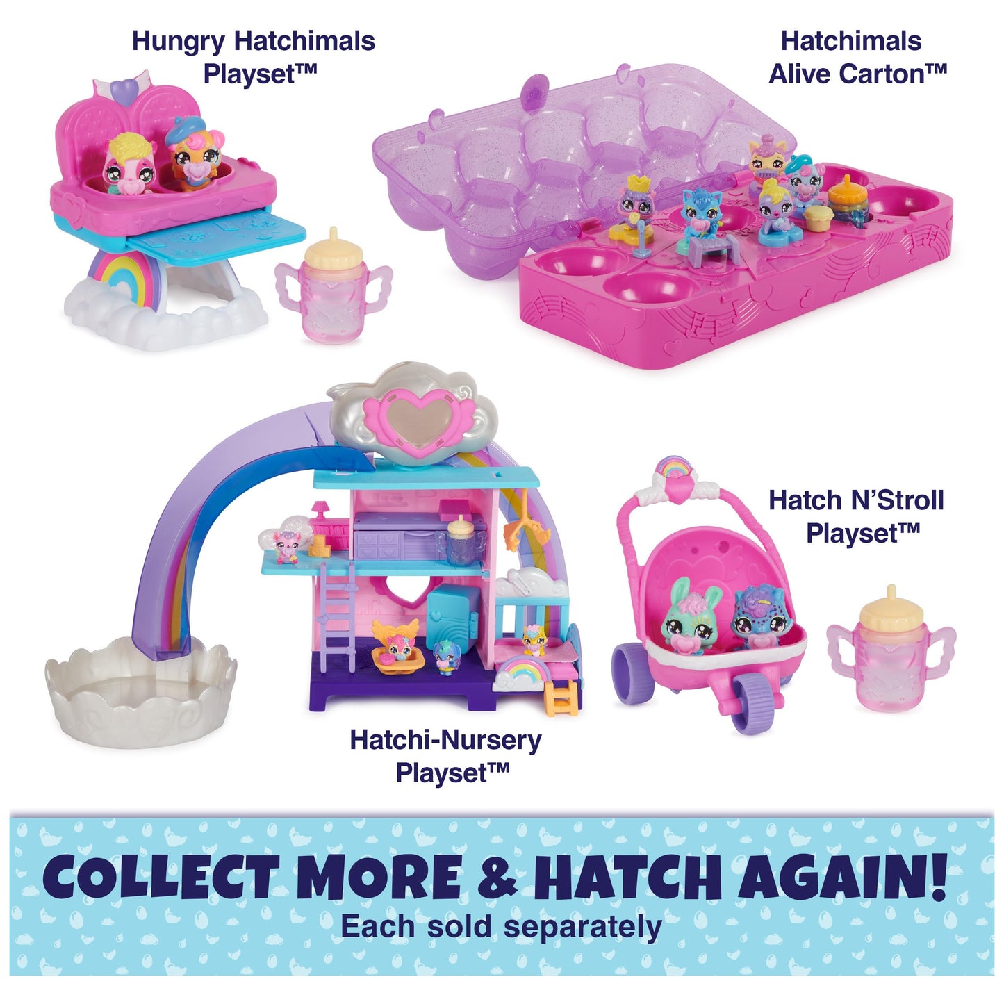 Hatchimals Alive Hatch N’ Stroll Playset – Self-Hatching Eggs, Stroller & 2 Mini Figures