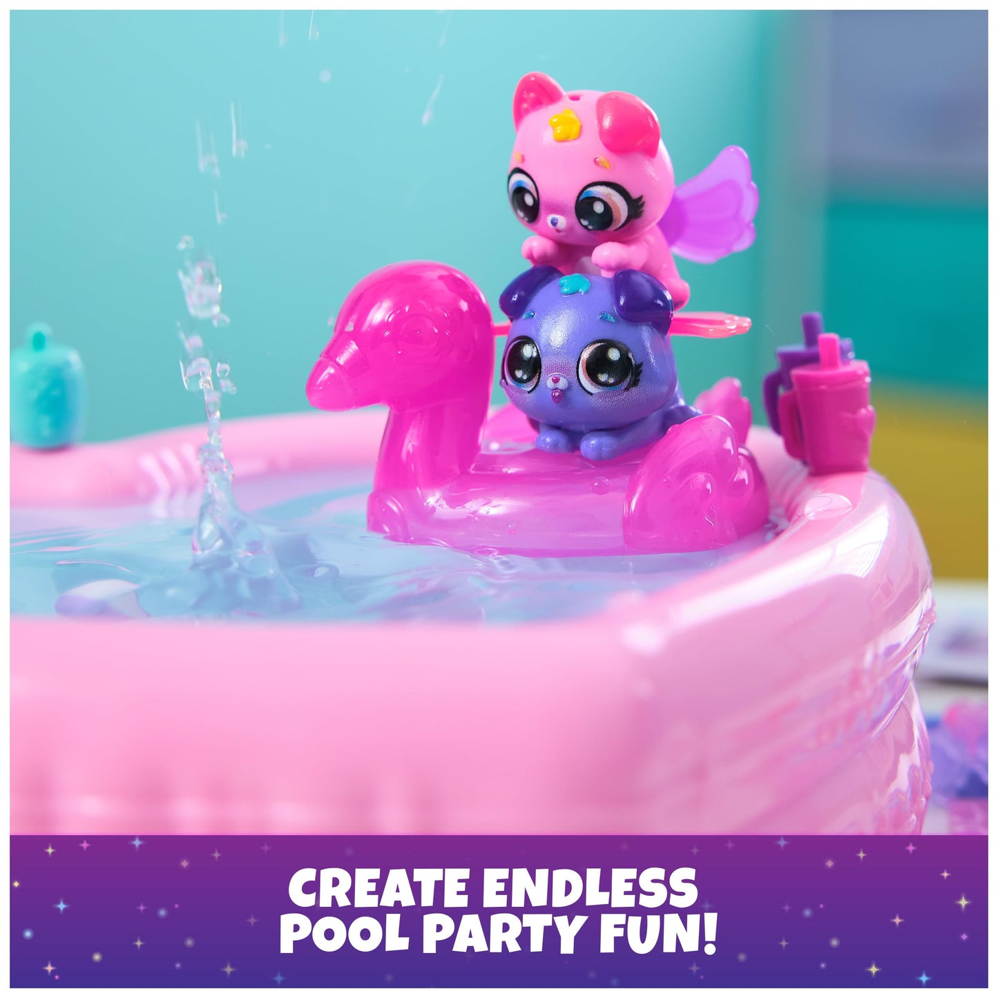 Hatchimals Alive Neon Rainbow Bestie Pool Party – 2 BFF Figures in Color Reveal Eggs