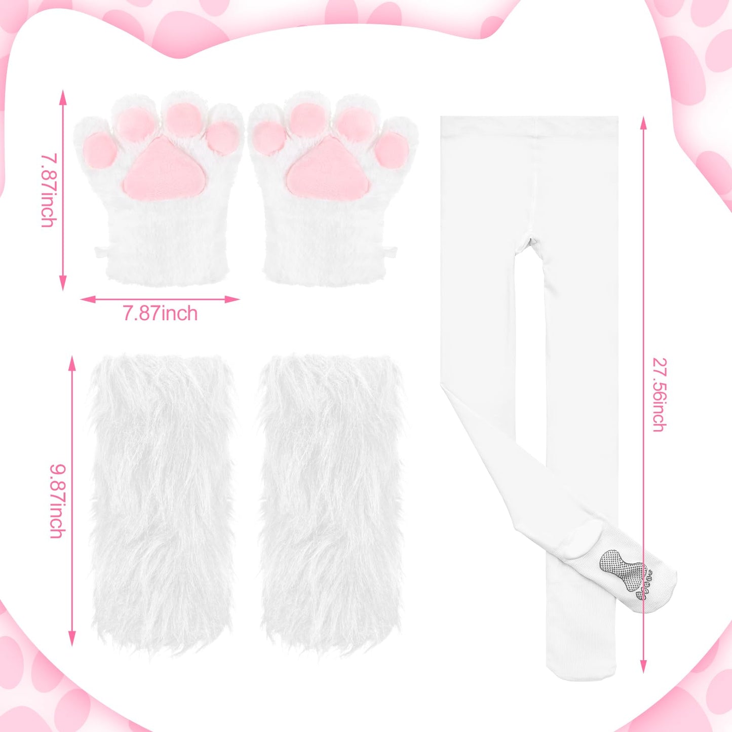 Haull 8 Pcs Halloween Kitten Cat Costume Accessories for Girls – Cat Ear Headband, Tail, Skirt & More