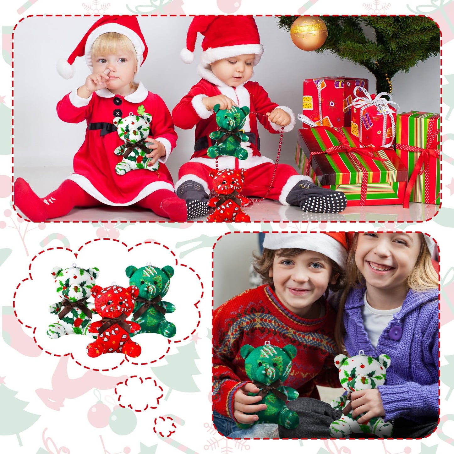 Haull 18 Pcs Christmas Plush Bears — 4-Inch Mini Stuffed Toys Bulk Pack